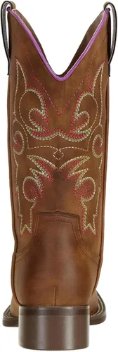 Vista 4 de Botas de vaquera SheSole para mujer, estilo vaquero occidental, puntera cuadrada ancha, pantorrilla ancha, color marrón