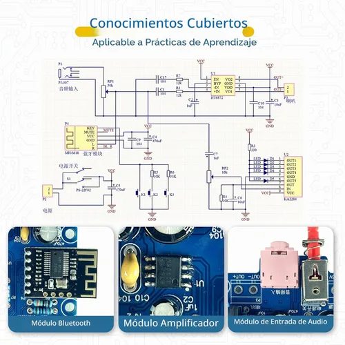 Vista 5 de Altavoces de audio Altavoz de luz Entrada de audio múltiple Calidad de sonido HD Kit de proyecto para adultos Kit de práctica de soldadura