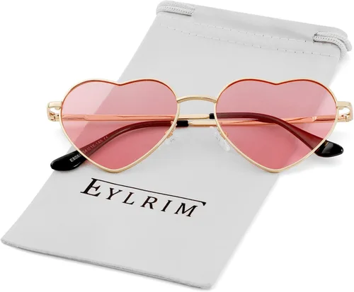 Vista 7 de EYLRIM Gafas de sol polarizadas en forma de corazón para mujer, con bonito marco de metal, 100% protección UV