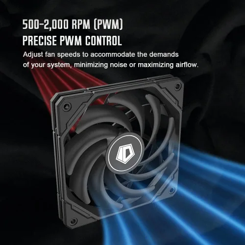 Vista 6 de ID-COOLING IS-55 Negro Enfriador de CPU de Bajo Perfil Enfriador de Aire de CPU de 57mm de Altura 5 Heatpipes Ventilador Delgado de 120x120x15mm