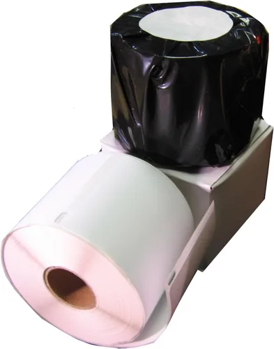 Vista 3 de (6 rollos) Etiquetas blancas compatibles con Dymo 30256. 2-5/16" x 4".