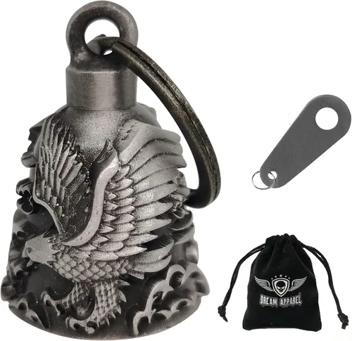 Vista 46 de Dream Apparel Campanas de motocicleta para motociclistas, accesorios de campanas pesadas y llavero para la suerte