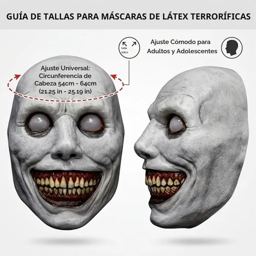 Vista 5 de Boolavard Máscara sonriente espeluznante – Máscara de Halloween realista de látex sonriente demonio – grotesca boca ancha monstruo máscara de terror