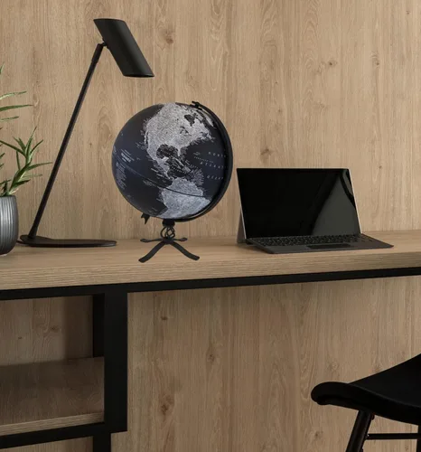 Vista 4 de Replogle Hamilton Replogle Designer Series Globe, globo del mundo del océano negro, soporte rústico de acero negro, relieve elevado, diseñado