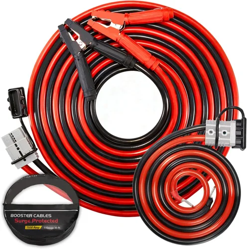 Vista 12 de FIERYRED Cables de puente de conexión rápida de calibre 0 de 30 pies, cables de refuerzo resistentes de 1200 A con bolsa de viaje, cable de arranque