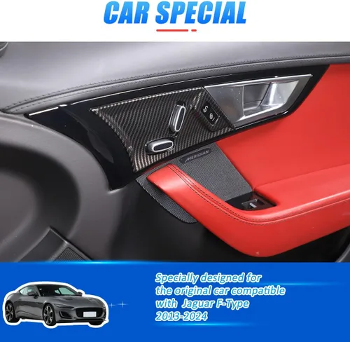 Vista 3 de 2 piezas de panel de ajuste eléctrico de asiento para Jaguar F-Type 2013-2024 botón de ajuste de asiento de coche interruptor marco accesorios Fibra