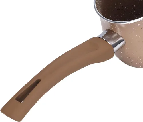 Vista 6 de Sartén de leche antiadherente de 3.1 in, olla de café antiquemaduras de una sola manija, sartén antiadherente, mini olla de leche de cerámica (café)