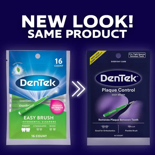 Vista 2 de Cepillos Interdentales de Control de Placa DenTek - Ajustados, Paquete de 16 - Removedor de Placa Interdental Fácil de Cepillar con Flúor - Limpia