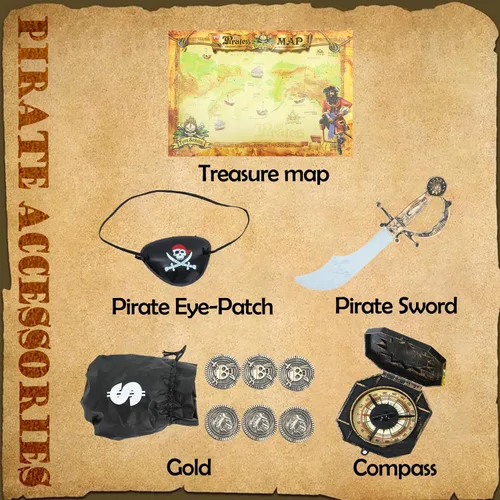 Vista 4 de Disfraz de pirata para niños, juego de rol de pirata