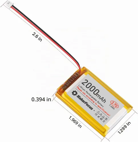 Vista 8 de 4pcs 3.7V 2000mAh 7.4Wh batería de polímero de litio 1S 103450 LiPo batería recargable con placa de protección y enchufe JST 1.25 para placa