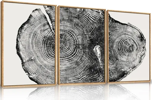 Vista 60 de Lienzo decorativo abstracto grande con marco naranja quemado, decoración de pared azul neutro y negro, arte moderno con pinceladas, impresión