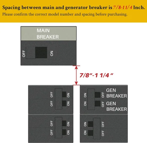 Vista 2 de Kit de enclavamiento para generador adecuado para paneles Murray o Siemens de 150 amperios o 200 amperios, 7/8-1 1/4 pulgadas de espacio entre