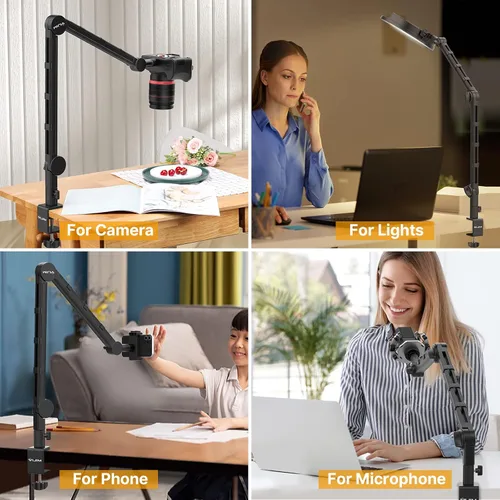 Vista 9 de PICTRON VIJIM LS25 Soporte de Escritorio para Cámara, Soporte Flexible para Cámara Web con Brazo Articulado, Abrazadera de Mesa Adecuada