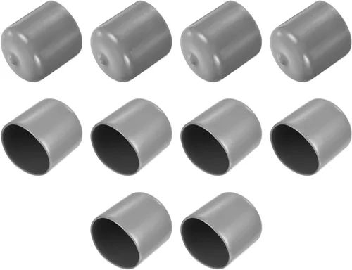 Vista 124 de uxcell 10 tapas de goma para extremos de 0.591 in de identificación, tapa de extremo redondo, protectores de rosca de tornillo, color negro