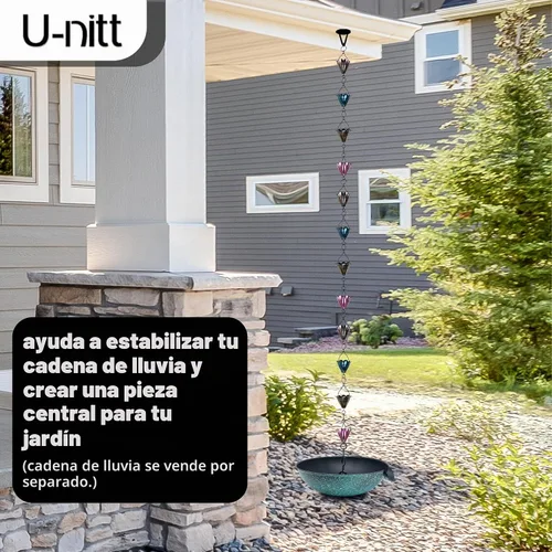 Vista 3 de U-nitt Cuenco Colector de Derrames de 12 pulgadas Cuenca Colectora de Bajante para Anclaje y Estaca de Cadena de Lluvia Recolección de Agua
