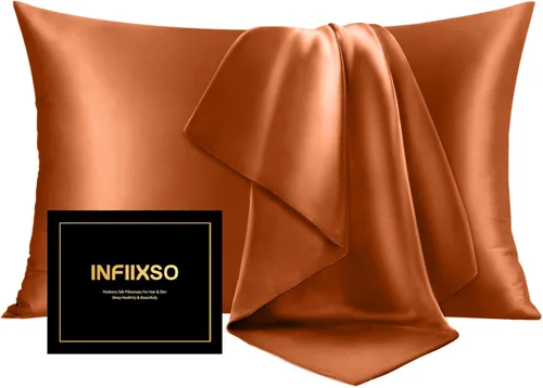 Vista 52 de INFIIXSO Funda de almohada de seda de morera, para cabello y piel, tamaño estándar, cremallera oculta, 20 x 26 pulgadas, suave y refrescante