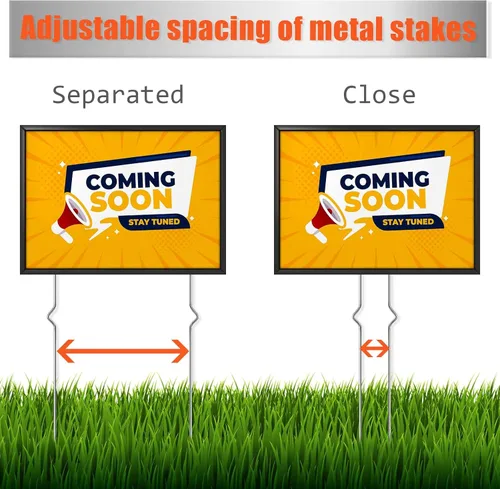 Vista 3 de Juego de 12 estacas de alambre de metal resistentes para letreros de jardín y césped, alternativa de 13 pulgadas a las estacas de marco en H