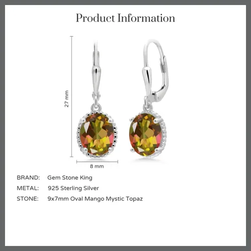 Vista 16 de Gem Stone King Aretes colgantes de gota para mujer, plata de ley 925, piedra natal ovalada de 0.354 x 0.276 in, joyería fina, regalos para ella