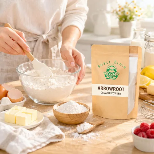 Vista 8 de Noble Sloth Polvo de arrurruz orgánico prémium de 16 onzas, almidón de arrurruz natural puro, sin gluten, sin OMG, espesante para cocinar y hornear