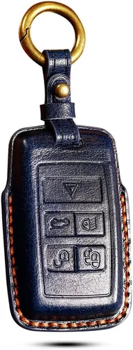 Vista 12 de SANRILY Funda de piel auténtica hecha a mano para llavero Land Rover 2021 2020 Range Evoque Sport y Jaguar Key Fob sin llave completa con llavero