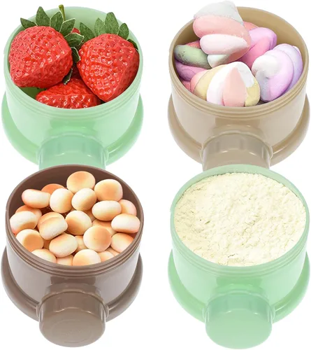 Vista 8 de Dispensador de fórmula: Contenedor de fórmula apilable de 4 compartimentos para viajes - Caja portátil de almacenamiento de leche para bebés