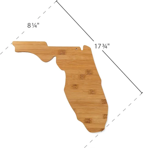 Vista 3 de Camco 53111 Tabla de cortar de bambú, con forma de Florida, perfecta para uso en cocina o decoración de paredes, resistente a la humedad