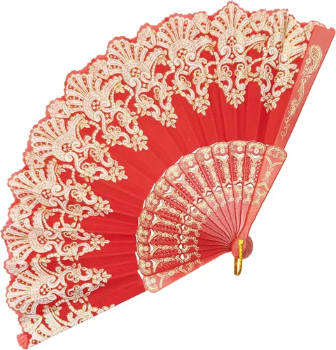 Vista 8 de EOSAU Abanicos plegables chinos de mano para mujeres, plegables a granel para fiestas, bodas, iglesias, bailes (10 colores mezclados)