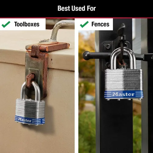 Vista 11 de Master Lock 5T - Candado para exteriores con llave, paquete de 2 unidades, color plateado