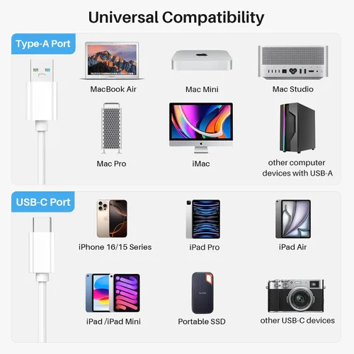 Vista 9 de Cable corto USB A a USB C 3.1 de 6 pulgadas, 0.5 pies, cable de transferencia de datos de alta velocidad de 10 Gbps compatible con MacBook Pro, iPad