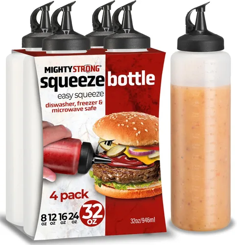 Vista 11 de Paquete de 6 botellas exprimibles para condimentos, botellas de chorro de 8 onzas con tapa a prueba de fugas, botellas de salsa fáciles de verter