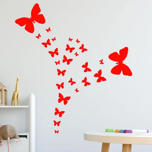 Vista 12 de Calcomanías de pared de mariposa negra, decoración de dormitorio de niñas, decoración de dormitorio para niños, guardería de bebé, adolescentes Negro