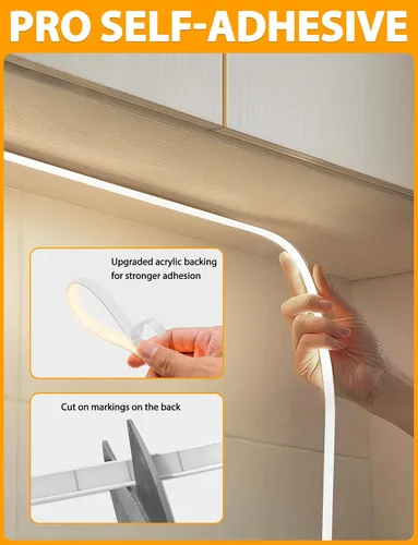 Vista 3 de Lamomo COB - Tira de luces LED, 9.84 pies, color blanco natural, regulable, autoadhesiva, con control remoto, flexible, cortable, impermeable, 4000