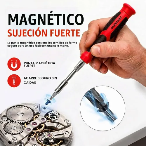 Vista 3 de Juego de destornilladores de trinquete múltiple IRONCUBE: 56 en 1 Juego de puntas y llaves magnéticas con estuche para uso de emergencia en el hogar