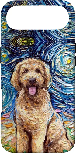 Vista 27 de Cute Goldendoodle Starry Night Doodle Dog Art by Aja Case for iPhone 17