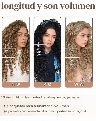 Vista 4 de Hetto . Extensiones de cabello humano rizado con clip, color #1 negro azabache, extensiones de cabello humano ondulado natural para cabeza completa