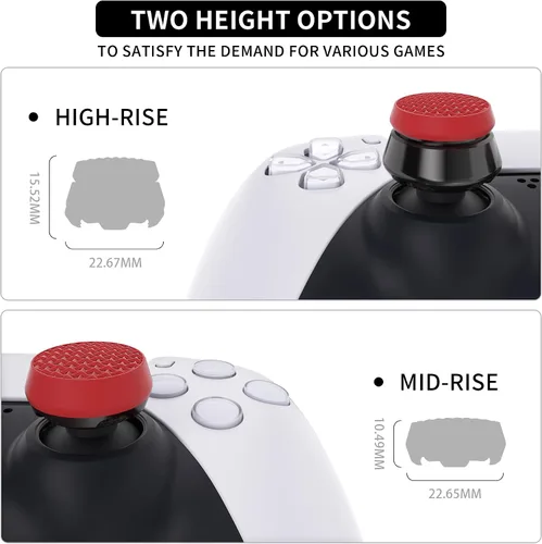 Vista 4 de PlayVital Thumbs Pro ARMOR - Extensor de palanca de mando para controlador ps5, agarre para controlador ps5, 2 domos de elevación alta y 2