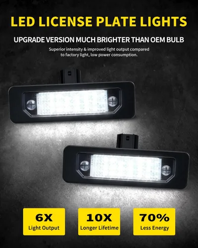 Vista 2 de Luces LED para matrícula, color blanco brillante, repuesto de montaje de lámpara compatible con Ford Fusion 2006-2012, Mustang 2010-2014, Taurus