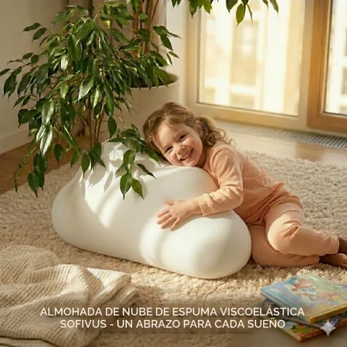 Vista 9 de Juego de almohada cervical de espuma viscoelástica con contorno en forma de nube con funda de almohada adicional, soporte suave para el cuello