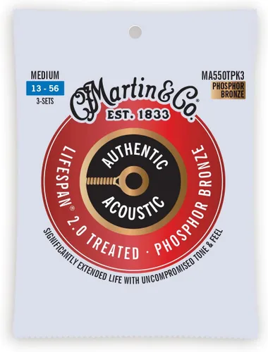 Vista 12 de Martin - Cuerdas de guitarra acústica auténticas - Tratadas con Lifespan 2.0