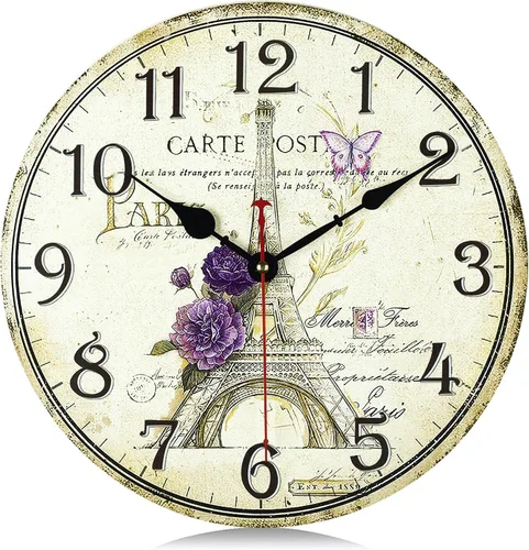Vista 11 de Lafocuse Reloj de Pared Silencioso Marrón de 12 Pulgadas que Funciona con Pilas, Reloj de Pared Decorativo de Granja Familiar para Decoración