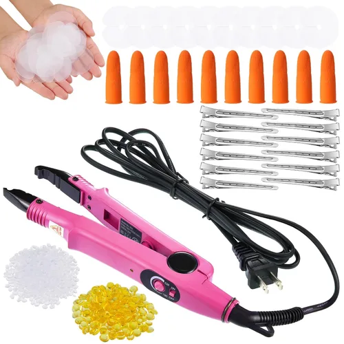 Vista 9 de Plancha para Extensiones de Cabello de Queratina Fusion - Herramienta de Calor, Conector Térmico con Protector de Pegamento Fusion, Plantilla, Pinza