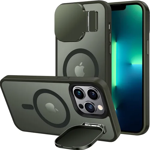 Vista 21 de Silverback Funda para iPhone 14 Pro Max con funda para cámara, compatible con MagSafe, con soporte integrado, funda magnética translúcida mate a