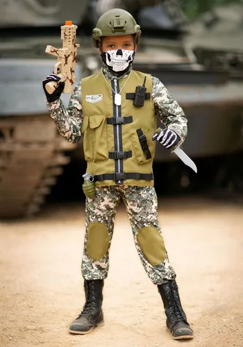 Vista 2 de Kids Camo Trooper Costume Tactical Vest Camouflage Army Costume Child