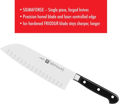 Vista 4 de ZWILLING J.A. Henckels Cuchillo Santoku profesional "S", acanalado, 7", Negro
