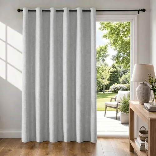 Vista 44 de Cortinas 100% opacas para dormitorio, cortinas opacas de 63 pulgadas de largo, cortinas opacas de lino para sala de estar, cortinas con ojales
