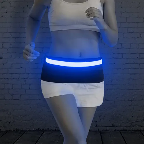 Vista 2 de BSEEN Cinturón LED para correr, cintura LED reflectante recargable por USB, cinturón de luz de seguridad intermitente para corredores, corredores