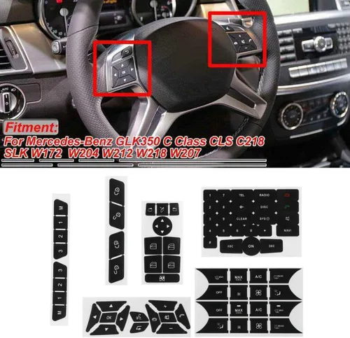 Vista 7 de Botón de reparación de automóviles Dirección de puerta A/C ventana Radio Sticker Set para Mercedes Benz