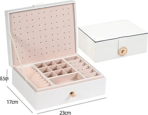 Vista 2 de Addong Organizador de aretes para mujeres y niñas, estuche de almacenamiento grande de piel sintética para aretes de tuerca, anillos, collar