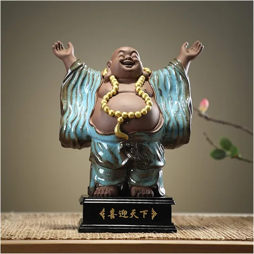 Vista 9 de NYKK, estatua china feng Shui, escultura creativa, mobiliario de oficina, maitreya, buda, sala de estudio, porche, cerámica, joyas, muebles