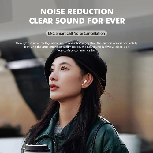 Vista 3 de Auriculares inalámbricos, Bluetooth 5.2 ENC 3D estéreo de audio con control táctil IPX7, impermeable, manos libres para deportes, funda de carga